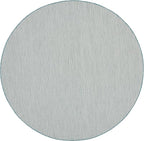 Nourison Home Courtyard Ivory Aqua 8' x Round Area Rug - Easy Clean, Non Shedding, Bed Room, Living Room, Dining Room, Kitchen (8' x Round)
