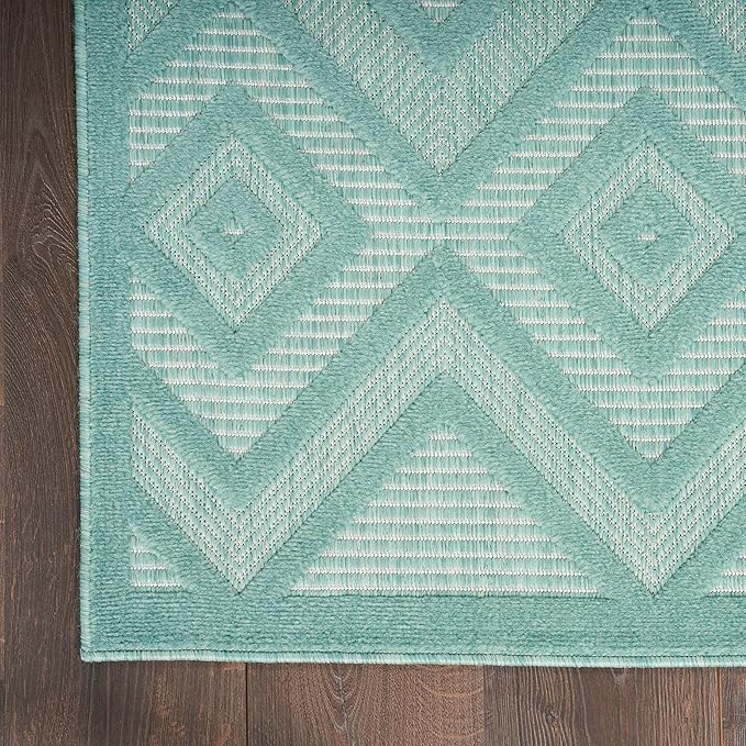 Nourison Home Versatile Aqua Teal 5' x 7' Area Rug - Easy Clean, Non Shedding, Bed Room, Living Room, Dining Room, Kitchen (5' x 7')