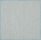 Nourison Home Courtyard Ivory Aqua 5' x Square Area Rug - Easy Clean, Non Shedding, Bed Room, Living Room, Dining Room, Kitchen (5' x Square)