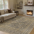6x9 Brown Black Area Rug for Living Room Washable Vintage Distressed Carpet Large Bedroom Low Pile Non Slip Indoor Soft Retro Throw Accent Rug Office Kitchen Bathroom Dining Room