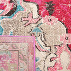 SAFAVIEH Monaco Collection Area Rug - 8'8" Round, Pink & Multi, Boho Chic Medallion Distressed Design, Non-Shedding & Easy Care, Ideal for High Traffic Areas in Living Room, Bedroom (MNC243D)