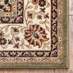 Well Woven Barclay Collection Medallion Kashan Green 4x5 Area Rug - for Entryways, Small Bedrooms, Living Rooms