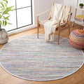 SAFAVIEH Rag Rug Collection 4' Round Grey/Multi RAR121M Handmade Boho Stripe Cotton Area Rug