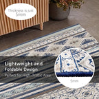 RUGSURE Washable Area Rugs 8' x 10' - 1/6 Thick - Moroccan-Inspired -Stain & Water Resistant Non-Slip - Resistant Rug for Living Room, Bedroom, Nursery, Pet & Child Friendly (Blue and Brown)