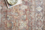 Loloi Layla Collection LAY-02 Spice/Marine 2'-6" x 9'-6" .13" Thick Runner Rug, Soft, Durable, Vintage Inspired, Distressed, Low Pile, Non-Shedding, Easy Clean, Printed, Living Room Rug