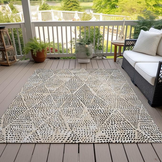 Addison Rugs Chantille ACN591 Beige 5' x 7'6" Indoor Outdoor Area Rug, Easy Clean, Machine Washable, Non Shedding, Bedroom, Living Room, Dining Room, Kitchen, Patio Rug