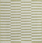Unique Loom Outdoor Striped Collection Area Rug - Striped (5' 1" Square Green/Ivory)