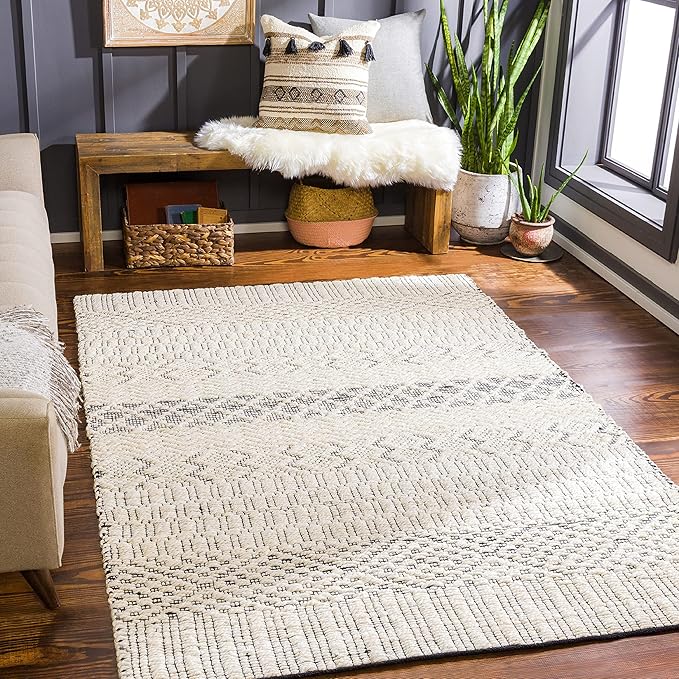 Mark&Day Area Rugs, 9x12 Greensburg Global Cream Area Rug, Cream Grey Carpet for Living Room, Bedroom or Kitchen (8'10" x 12')
