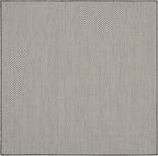 Nourison Home Courtyard Ivory Charcoal 4' x Square Area Rug - Easy Clean, Non Shedding, Bed Room, Living Room, Dining Room, Kitchen (4' x Square)