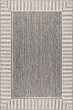 Nuloom Asha Grey/Ivory, 8' x 10', Casual, Striped Border, Soft and Cozy, High Traffic, Stain Resistant, Easy Clean, Durable Area Rug for Indoor/Outdoor Patio, Deck, Porch, Garden, Courtyard