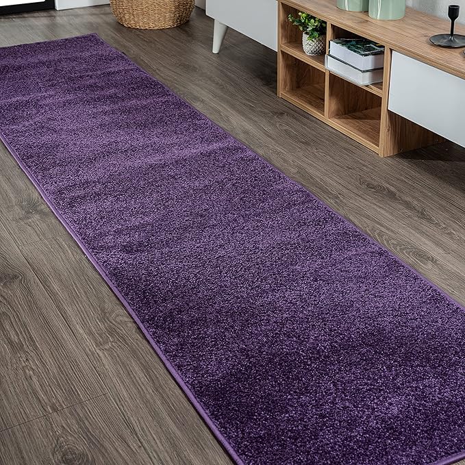 JONATHAN Y Haze Solid Low-Pile Purple Runner Rug 2x8, Coastal,Bohemian,Minimalist,Classic, Easy-Cleaning for Living Room,Bedroom,Kitchen,Pet Friendly,Non-Shedding (SEU100N-28)