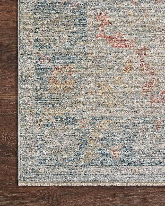 Loloi Magnolia Home by Joanna Gaines Millie Collection MIE-04 Slate/Multi 11'-6" x 15'-7", .25" Pile Height, Area Rug