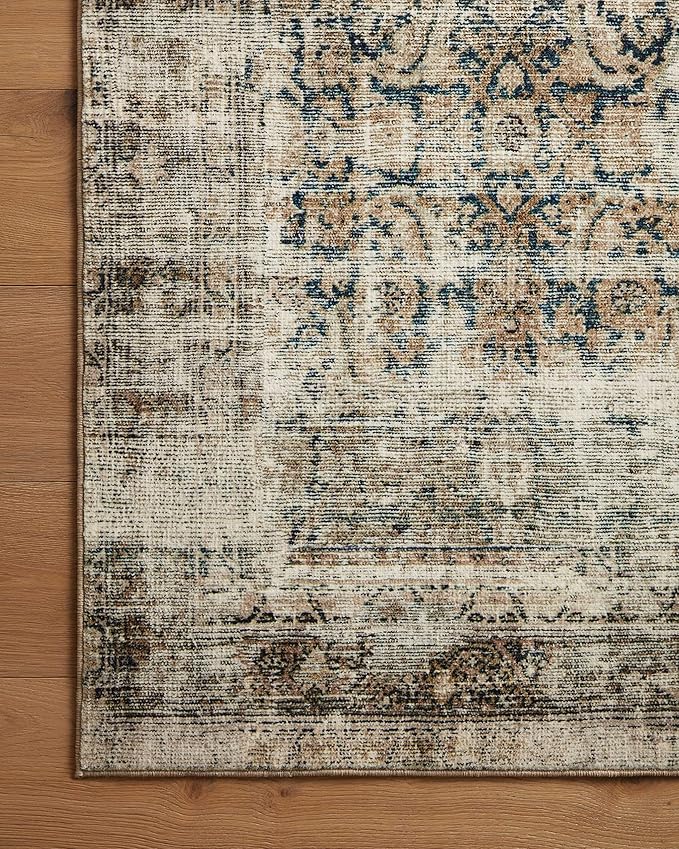 Loloi Amber Lewis Morgan Collection MOG-02 Navy/Sand 2'-3" x 7'-6" 38" Thick Runner Rug feat. CloudPile, Neutral, Room Décor, Vintage Inspired, Livingroom, Bedroom, Dining Area