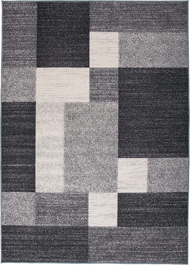 Rugshop Modern Boxes Design Non-Slip (Non-Skid) Area Rug 5 X 7 (5' 3" X 7' 3") Gray