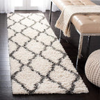 SAFAVIEH Dallas Shag Collection Accent Rug - 2'3" x 4', Ivory & Dark Grey, Trellis, Non-Shedding & Easy Care, 1.5-inch Thick Ideal for High Traffic Areas in Foyer, Living Room, Bedroom (SGD257H)