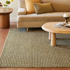 Rugs USA 6x9 Melrose Checked Wool Indoor Area Rug, Contemporary Farmhouse Moss/Ivory for Living Room, Bedroom, Office, Entryway, Hallway