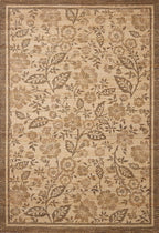 Loloi Chris Loves Julia Rue Collection RUE-03 Bark/Mocha 3'-6" x 5'-6" Accent Rug Jute Neutral Floral Living Room Bedroom Rug