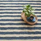 Dash & Albert Silas Stripe Navy Hand Micro Hooked Wool Rug, 2 X 3 Feet, Blue Stripe Pattern - Premium Luxury Hotel Quality Soft Breathable Hypoallergenic Machine Washable Easy Care All Season