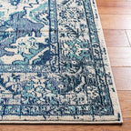 SAFAVIEH Monaco Collection MNC243A Boho Chic Medallion Distressed Non-Shedding Living Room Bedroom Accent Area Rug, 3' x 5', Ivory / Blue