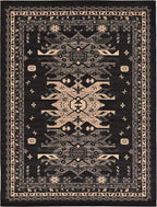 Unique Loom Taftan Collection Border Geometric Tribal Inspired Design Area Rug (7' 0 x 10' 0 Rectangular, Black/ Gray)