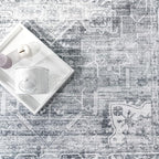 Paco Home Area Rug Modern Oriental Design in Vintage Look in Grey, Size: 4' x 5'3"