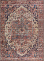 Bloom Rugs Washable 9' x 12' Rug - Beige/Terracotta Traditional Area Rug for Living Room, Bedroom, Dining Room, and Kitchen - Exact Size: 9' x 12'
