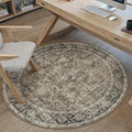 Brown Round Area Rug 3ft Entryway 3x3 Circle Vintage Indoor Kitchen Washable Door Mat Living Room Carpet Non Slip Traditional Distressed Retro Accent Throw Rug Office Dining Room Bathroom