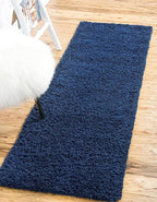 Unique Loom Solid Shag Collection Area Rug (2' 2" x 6' 5" Runner, Sapphire Blue/ Navy Blue)