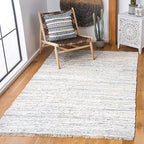 SAFAVIEH Rag Rug Collection Area Rug - 8' x 10', Ivory & Multi, Handmade Boho Stripe Cotton, Ideal for High Traffic Areas in Living Room, Bedroom (RAR121G)