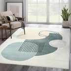 Abani Deco Collection Area Rug -Cream/Green Minimalist Design -6' x 9' - Easy to Clean - Durable for Kids and Pets - Non-Shedding - Medium Pile - Soft Feel - for Living Room, Bedroom & Office