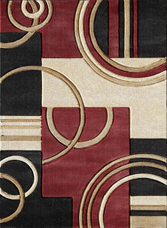 GLORY RUGS Area Rug Modern 2x7 Dark Red Soft Hand Carved Contemporary Floor Carpet with Premium Fluffy Texture for Indoor Living Dining Room and Bedroom Area