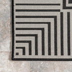 Nuloom Asha Black/Ivory, 8' x 10', Casual, Striped Border, Soft and Cozy, High Traffic, Stain Resistant, Easy Clean, Durable Area Rug for Indoor/Outdoor Patio, Deck, Porch, Garden, Courtyard