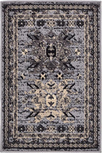 Unique Loom Taftan Collection Border Geometric Tribal Inspired Design Area Rug (2' 2 x 3' 0 Rectangular, Gray/ Black)