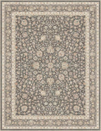 Well Woven Asha Rome Charcoal Brown 9'10" x 13' Area Rug - Oriental Floral Pattern, Easy Clean, Floor-Friendly Backing - for Living Room, Bedroom, and Dining Room