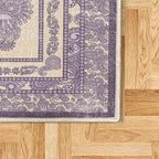 Ambesonne Boho Decorative Rug, Vintage Look Ethnic Look Pattern of Paisley Details Bohemian Feels Damask, Quality Carpet for Bedroom Dorm and Living Room, 2' x 5', Eggshell Violet Lilac