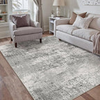 5x7 Grey Area Rug Washable Non Slip Modern Abstract Living Room Carpet Neutral Low Pile Soft Gray Bedroom Contemporary Throw Rug Indoor for Kitchen Office Laundry Dining Room