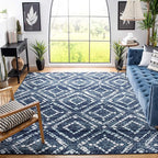 SAFAVIEH Area Rug 8x10 - Adirondack Collection - Large - Navy & Ivory, Geometric Trellis Pattern, Non-Shedding & Easy Cleaning, Ideal for Living Room, Bedroom, Office, Dining Space (ADR131N)