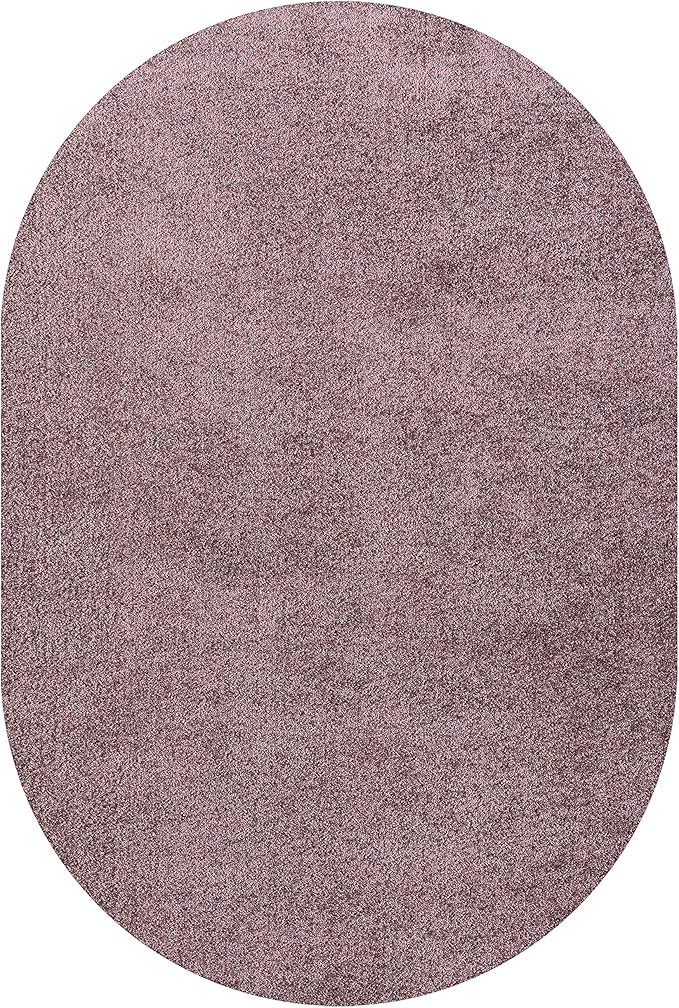 Eyely UES100R-5OV Supersoft Haze Solid Low-Pile Indoor Area Rug, Coastal, Bohemian, Minimalist, Classic, Casual for Bedroom,Kitchen,Living Room,Non Shedding,Easy-Washing, Purple, 5 X 8 Oval