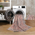 GLN Rugs Traditional Collection - Machine Washable Area Rug, Traditional Washable, Non Slip, Low Pile Chenille Rug, Living Room, Bedroom, Kitchen Rug (3' x 5' Terra/Multicolor 1168)