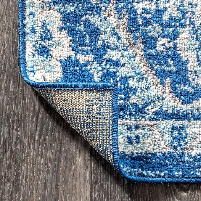 JONATHAN Y Boho Vintage Cream/Blue Indoor Area Rug, 9x12, Bohemian Flair Medallion, Floral Easy-Cleaning High Traffic for Living Room, Bedroom, Kitchen, Pet-Friendly, Non-Shedding (BMF106B-9)