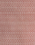 Unique Loom Outdoor Trellis Collection Area Rug - Tribal Trellis (10' x 13' 1" Rectangle, Rust Red/ Ivory)