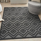Nourison Home Versatile Charcoal Black 6' x 9' Area Rug - Easy Clean, Non Shedding, Bed Room, Living Room, Dining Room, Kitchen (6' x 9')