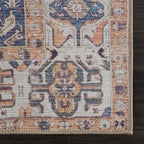 Bloom Rugs Washable 4' x 6' Rug - Orange/Blue/Beige Traditional Area Rug for Living Room, Bedroom, Dining Room, and Kitchen - Exact Size: 4' x 6'