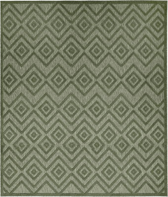 Nourison Home Versatile Green 8' x 10' Area Rug - Easy Clean, Non Shedding, Bed Room, Living Room, Dining Room, Kitchen (8' x 10')