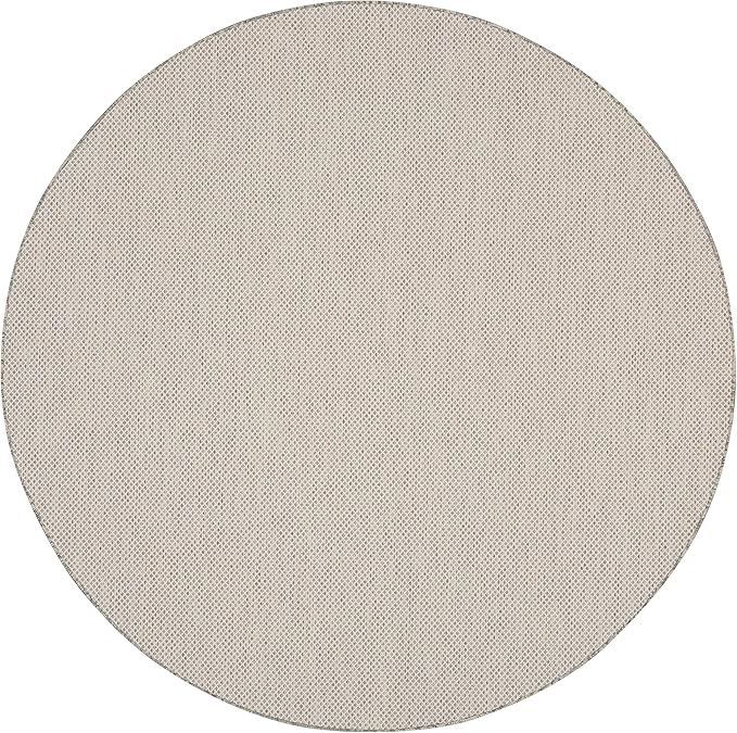 Nourison Home Courtyard Ivory Silver 6' x Round Area Rug - Easy Clean, Non Shedding, Bed Room, Living Room, Dining Room, Kitchen (6' x Round)