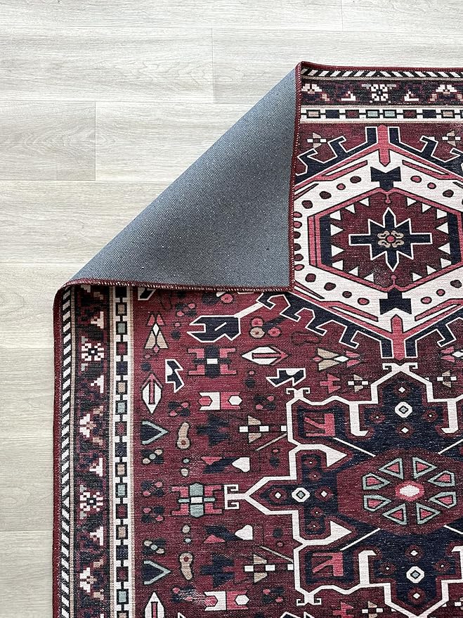 Fame Living Washable Area Rug, Modern Farmhouse, Vintage, Turkish, Bohemian, Distressed, Oriental, Traditional, Rugs for Living Room, Dining, Bedroom, Office, Entryway, Foyer (851RR, 2' x 3')