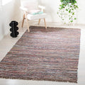SAFAVIEH Rag Rug Collection Area Rug - 5' x 8', Rust & Multi, Handmade Boho Stripe Cotton, Ideal for High Traffic Areas in Living Room, Bedroom (RAR121E)