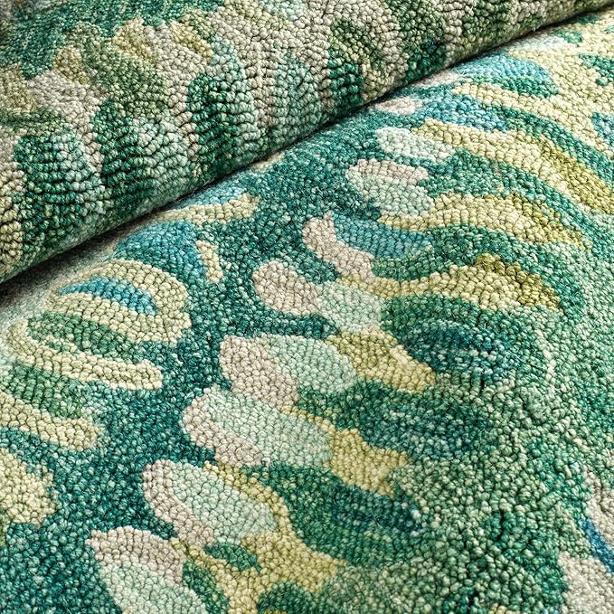 Dash and Albert Paint Chip Wool Area Rug - 6' x 9' Moss Graphic Hand Micro Hooked Accent Rug - Durable, High Traffic Areas Hallway, Living Room, Stairs