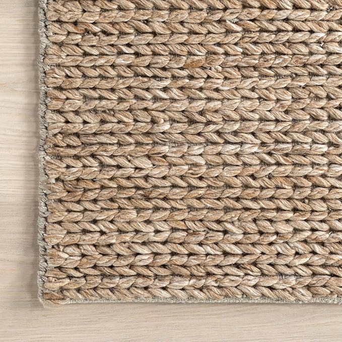 Nuloom Penelope Tan, 3' x 5', Hand-Braided, Wool & Cotton, Soft and Textured, High Traffic, Stain Resistant, Easy Clean, Durable Area Rug for Bedroom, Living Room, Dining, Foyer, Entryway