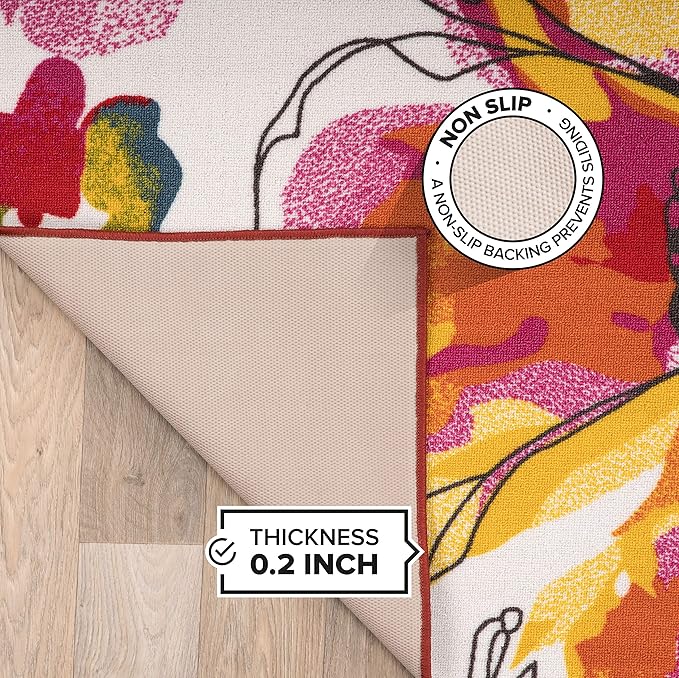 Rugshop Modern Bright Flowers Non-Slip (Non-Skid) Area Rug 8 x 10 (7' 10" x 10') Multi
